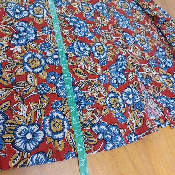 Faherty Carmel Print Linen Blend Midi Dress Size XS Tie Waist Floral Boho Pocket - Picture 14 of 15